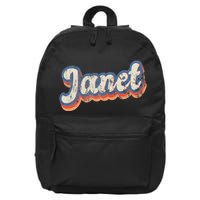 Janet Personalized Name Custom Lettering 70S 16 in Basic Backpack