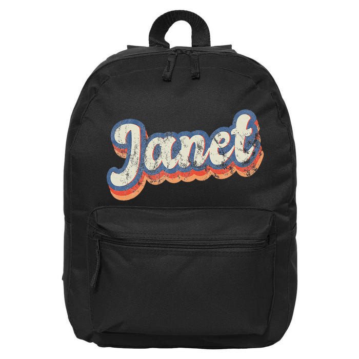 Janet Personalized Name Custom Lettering 70S 16 in Basic Backpack