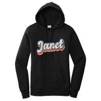 Janet Personalized Name Custom Lettering 70S Women's Pullover Hoodie