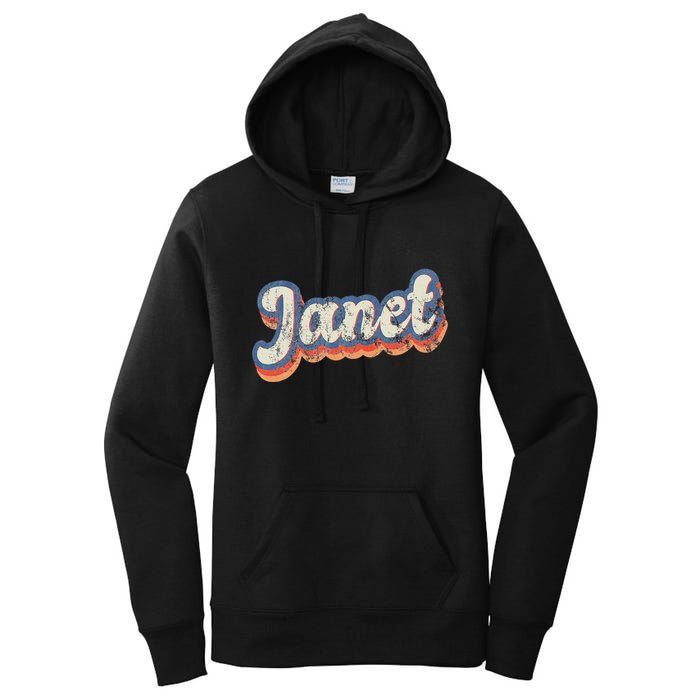 Janet Personalized Name Custom Lettering 70S Women's Pullover Hoodie