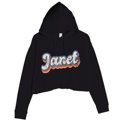 Janet Personalized Name Custom Lettering 70S Crop Fleece Hoodie