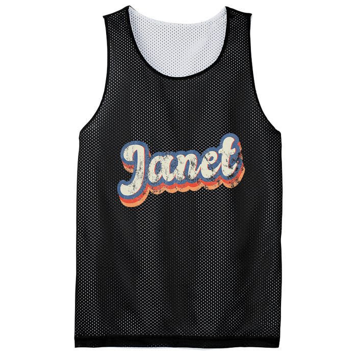 Janet Personalized Name Custom Lettering 70S Mesh Reversible Basketball Jersey Tank
