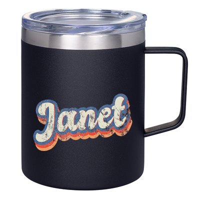 Janet Personalized Name Custom Lettering 70S 12oz Stainless Steel Coffee Mug