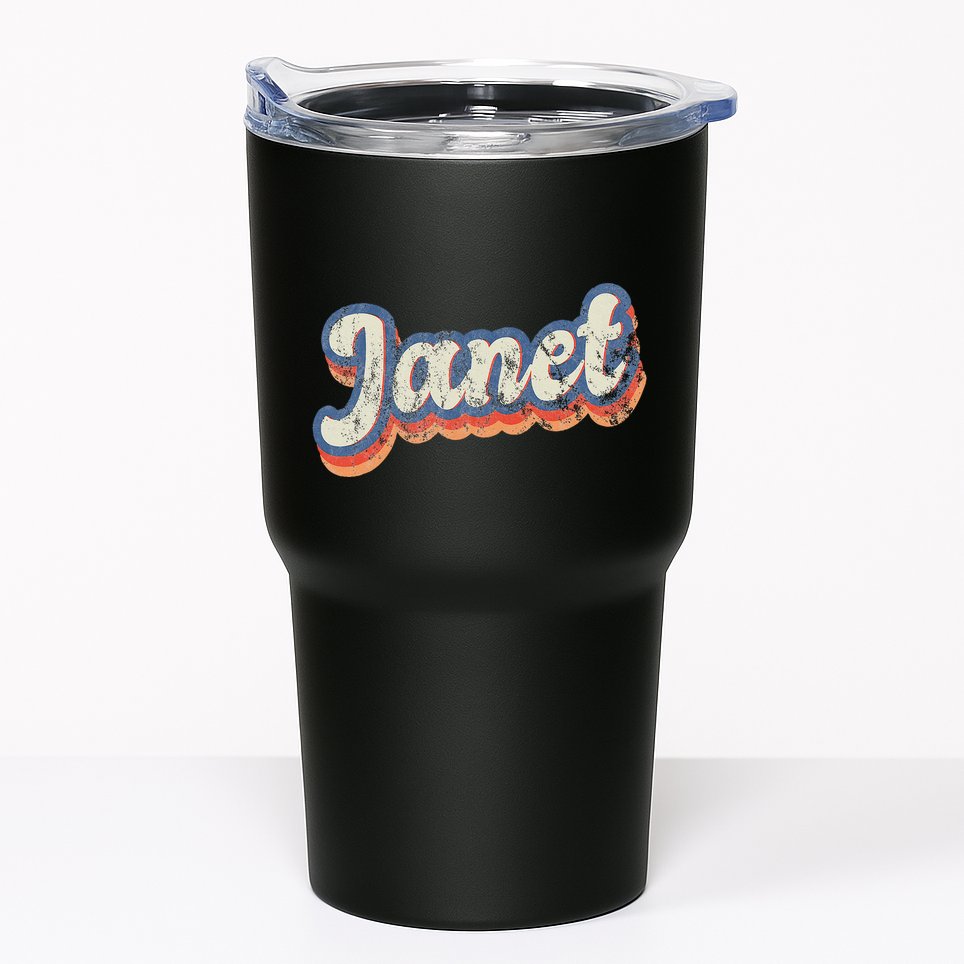 Janet Personalized Name Custom Lettering 70S Tumbler
