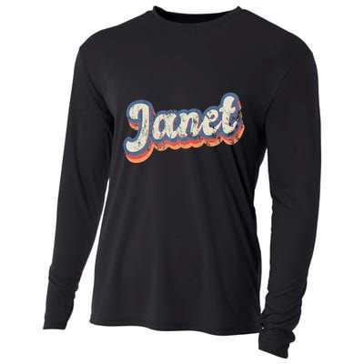 Janet Personalized Name Custom Lettering 70S Cooling Performance Long Sleeve Crew