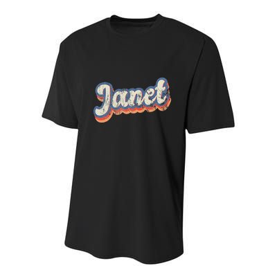Janet Personalized Name Custom Lettering 70S Youth Performance Sprint T-Shirt