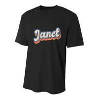 Janet Personalized Name Custom Lettering 70S Youth Performance Sprint T-Shirt