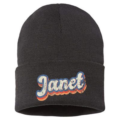 Janet Personalized Name Custom Lettering 70S Sustainable Knit Beanie