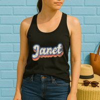 Janet Personalized Name Custom Lettering 70S Womens Tank Top