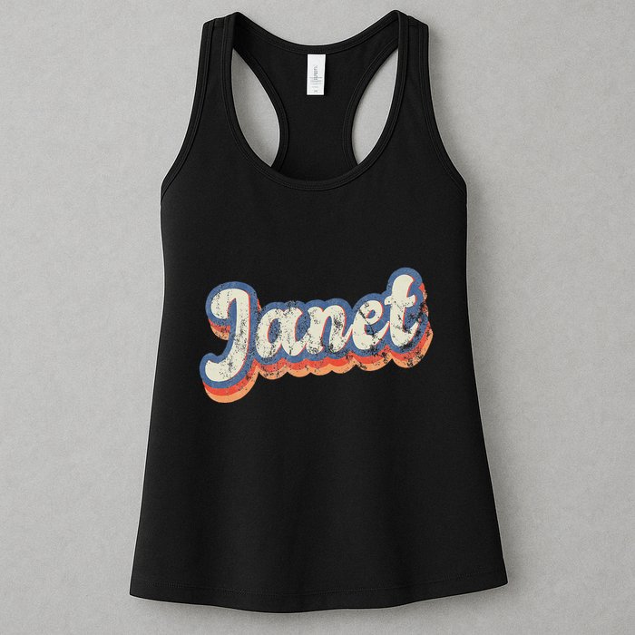 Janet Personalized Name Custom Lettering 70S Womens Tank Top