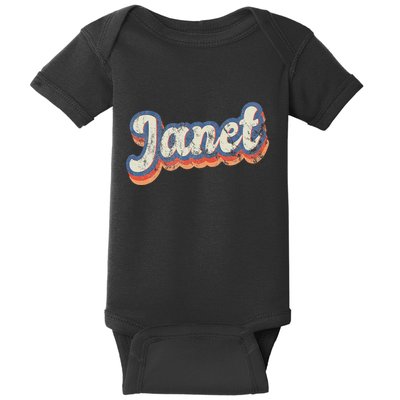 Janet Personalized Name Custom Lettering 70S Baby Bodysuit