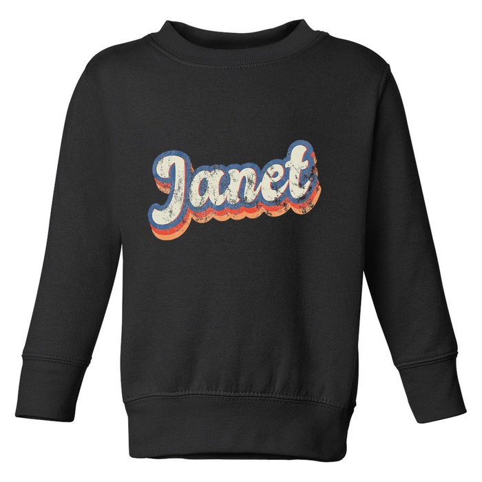 Janet Personalized Name Custom Lettering 70S Toddler Sweatshirt