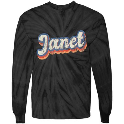 Janet Personalized Name Custom Lettering 70S Tie-Dye Long Sleeve Shirt
