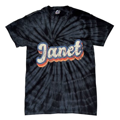 Janet Personalized Name Custom Lettering 70S Tie-Dye T-Shirt