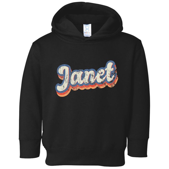 Janet Personalized Name Custom Lettering 70S Toddler Hoodie