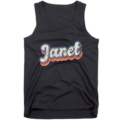 Janet Personalized Name Custom Lettering 70S Tank Top