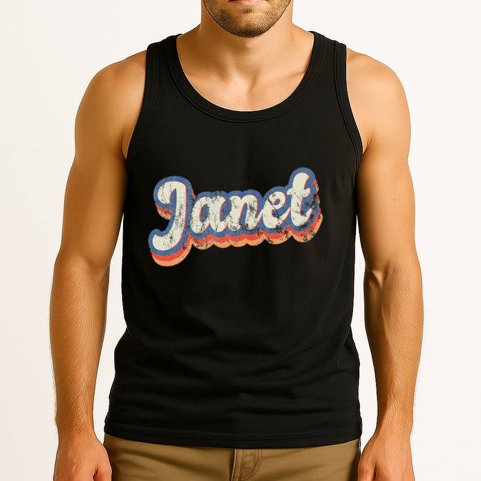 Janet Personalized Name Custom Lettering 70S Tank Top