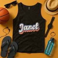 Janet Personalized Name Custom Lettering 70S Tank Top