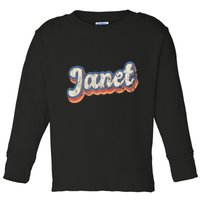 Janet Personalized Name Custom Lettering 70S Toddler Long Sleeve Shirt