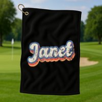 Janet Personalized Name Custom Lettering 70S Golf Towel