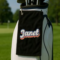 Janet Personalized Name Custom Lettering 70S Golf Towel