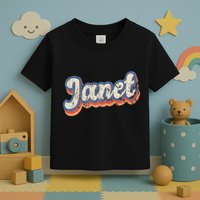 Janet Personalized Name Custom Lettering 70S Toddler T-Shirt