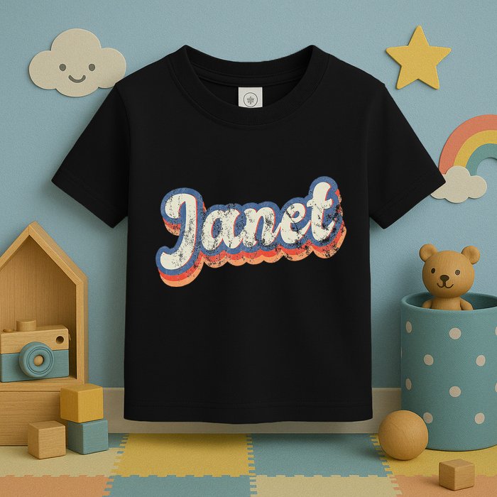 Janet Personalized Name Custom Lettering 70S Toddler T-Shirt