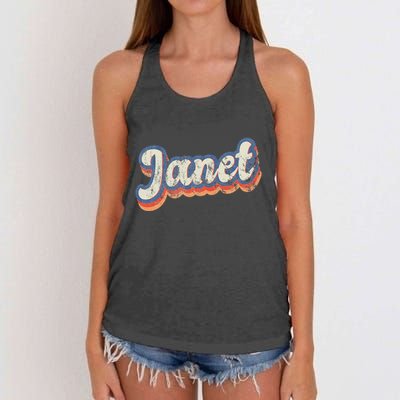 Janet Personalized Name Custom Lettering 70S Women's Knotted Racerback Tank