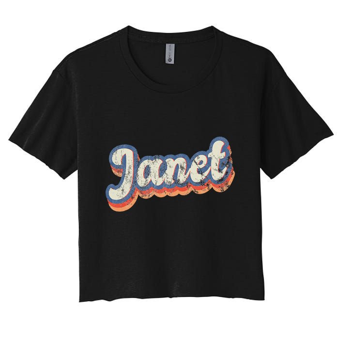 Janet Personalized Name Custom Lettering 70S Crop Top