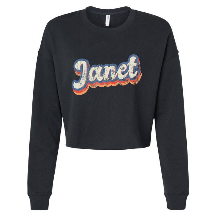 Janet Personalized Name Custom Lettering 70S Cropped Pullover Crew
