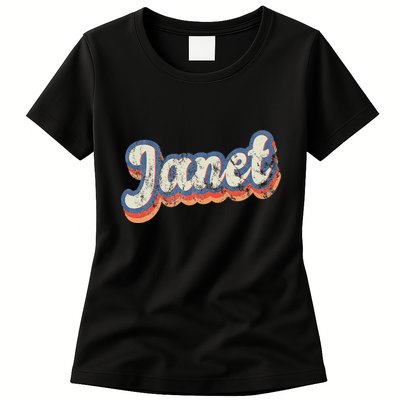 Janet Personalized Name Custom Lettering 70S Womens T-Shirt