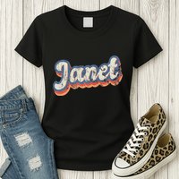 Janet Personalized Name Custom Lettering 70S Womens T-Shirt