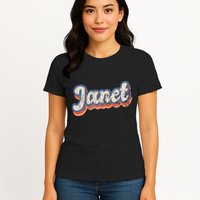 Janet Personalized Name Custom Lettering 70S Womens T-Shirt