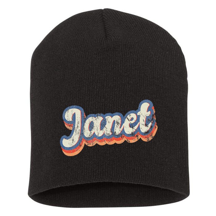 Janet Personalized Name Custom Lettering 70S Short Acrylic Beanie