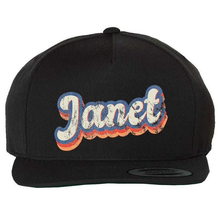 Janet Personalized Name Custom Lettering 70S Wool Snapback Cap