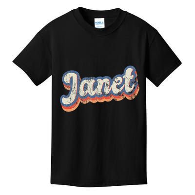 Janet Personalized Name Custom Lettering 70S Kids T-Shirt