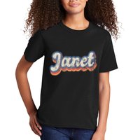 Janet Personalized Name Custom Lettering 70S Kids T-Shirt