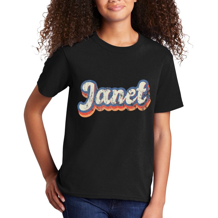 Janet Personalized Name Custom Lettering 70S Kids T-Shirt