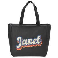Janet Personalized Name Custom Lettering 70S Zip Tote Bag