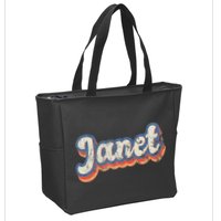 Janet Personalized Name Custom Lettering 70S Zip Tote Bag