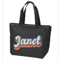 Janet Personalized Name Custom Lettering 70S Zip Tote Bag
