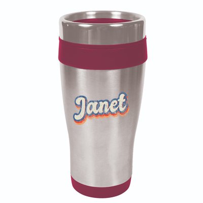 Janet Personalized Name Custom Lettering 70S 16oz Travel Tumbler