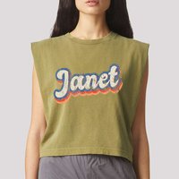 Janet Personalized Name Custom Lettering 70S Garment-Dyed Women's Muscle Tee