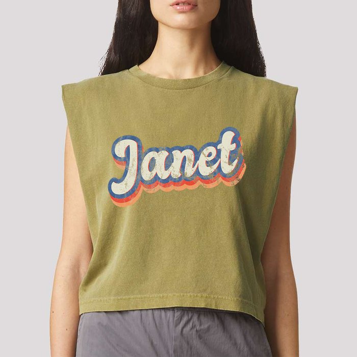 Janet Personalized Name Custom Lettering 70S Garment-Dyed Women's Muscle Tee