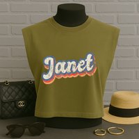Janet Personalized Name Custom Lettering 70S Garment-Dyed Women's Muscle Tee