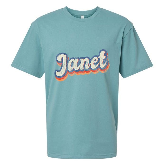 Janet Personalized Name Custom Lettering 70S Sueded Cloud Jersey T-Shirt