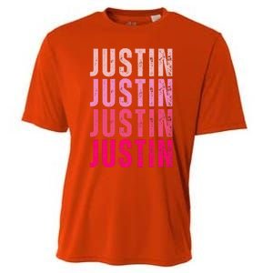 Justin Personalized Name I Love Justin Cooling Performance Crew T-Shirt