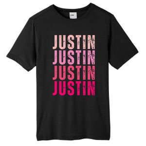 Justin Personalized Name I Love Justin Tall Fusion ChromaSoft Performance T-Shirt