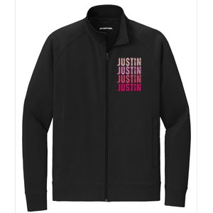 Justin Personalized Name I Love Justin Stretch Full-Zip Cadet Jacket