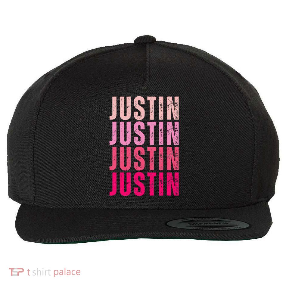 Justin Personalized Name I Love Justin Wool Snapback Cap